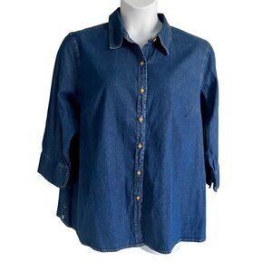 Cherokee Stretch Denim Button Up Shirt Women's Size 18W
